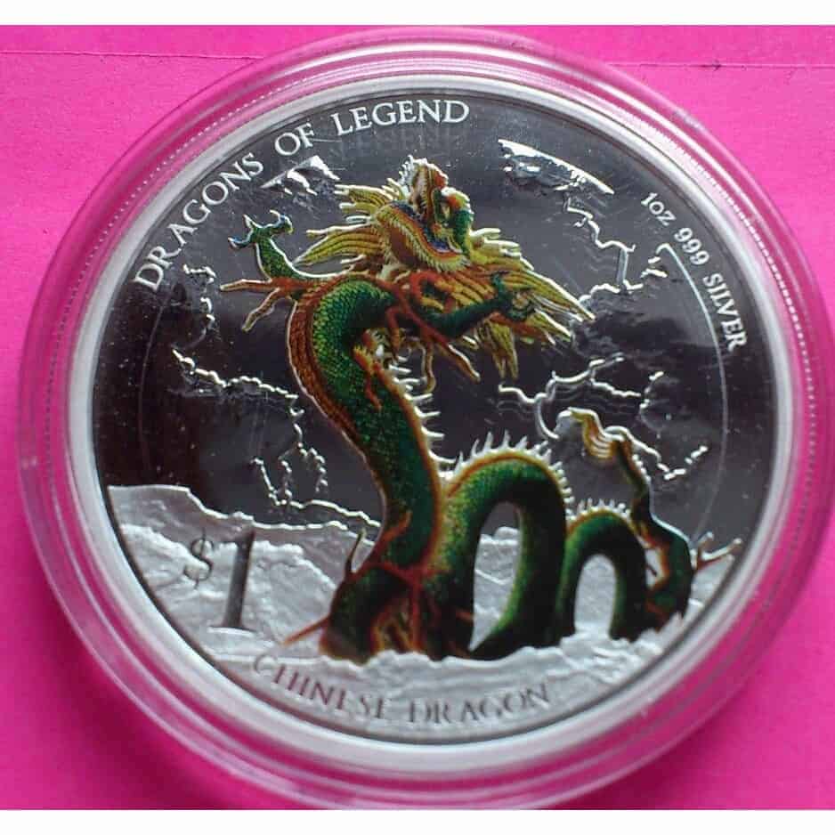 Tuvalu 2013 Dragon of Legend Dollar 1oz Silver Coin,Proof